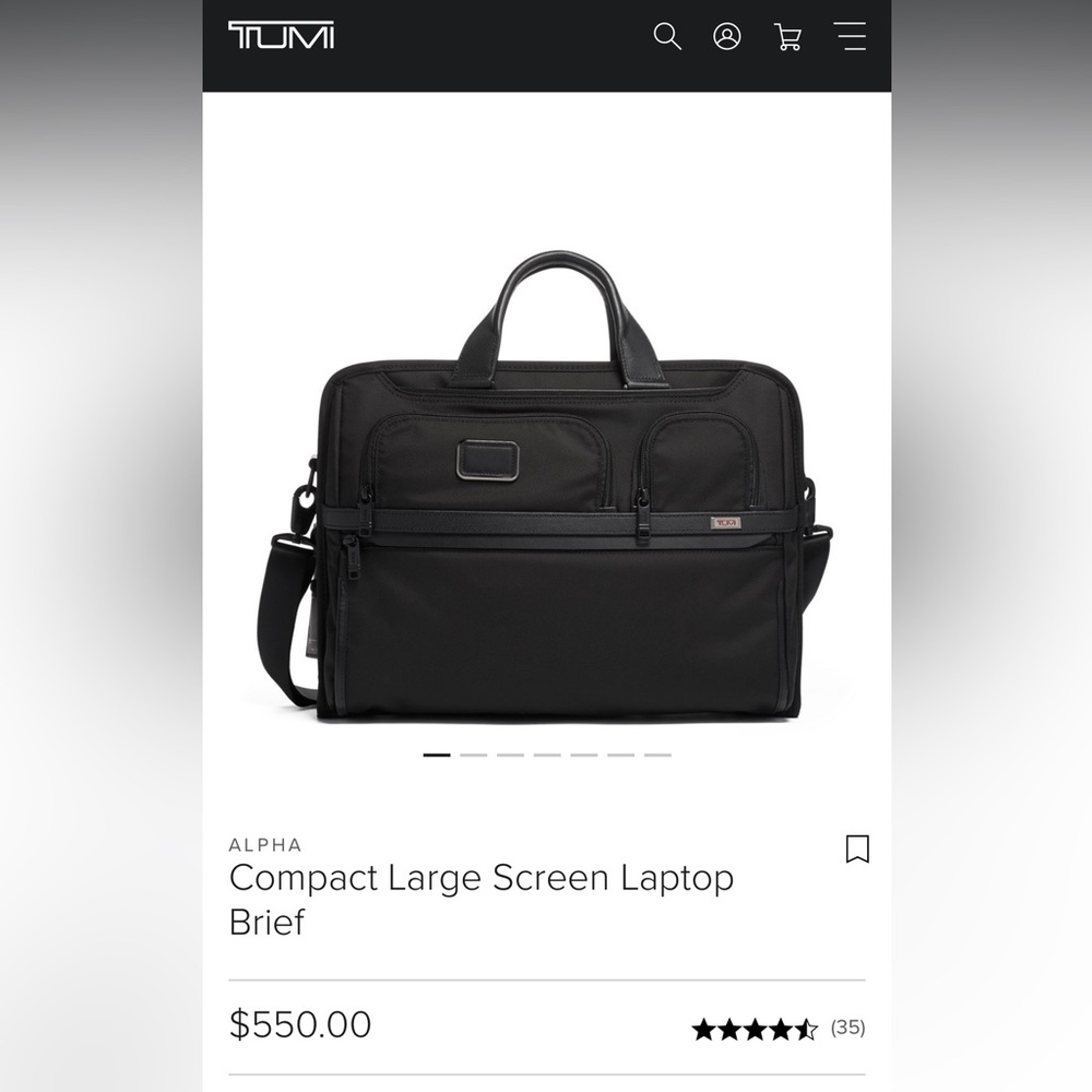 EUC Tumi compact large screen laptop briefcase